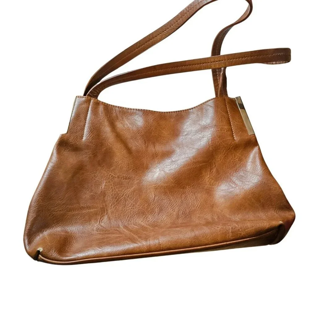 Madison West Vintage Camel Brown Faux Leather Handbag Purse Boho Cottagecore - Picture 1 of 16